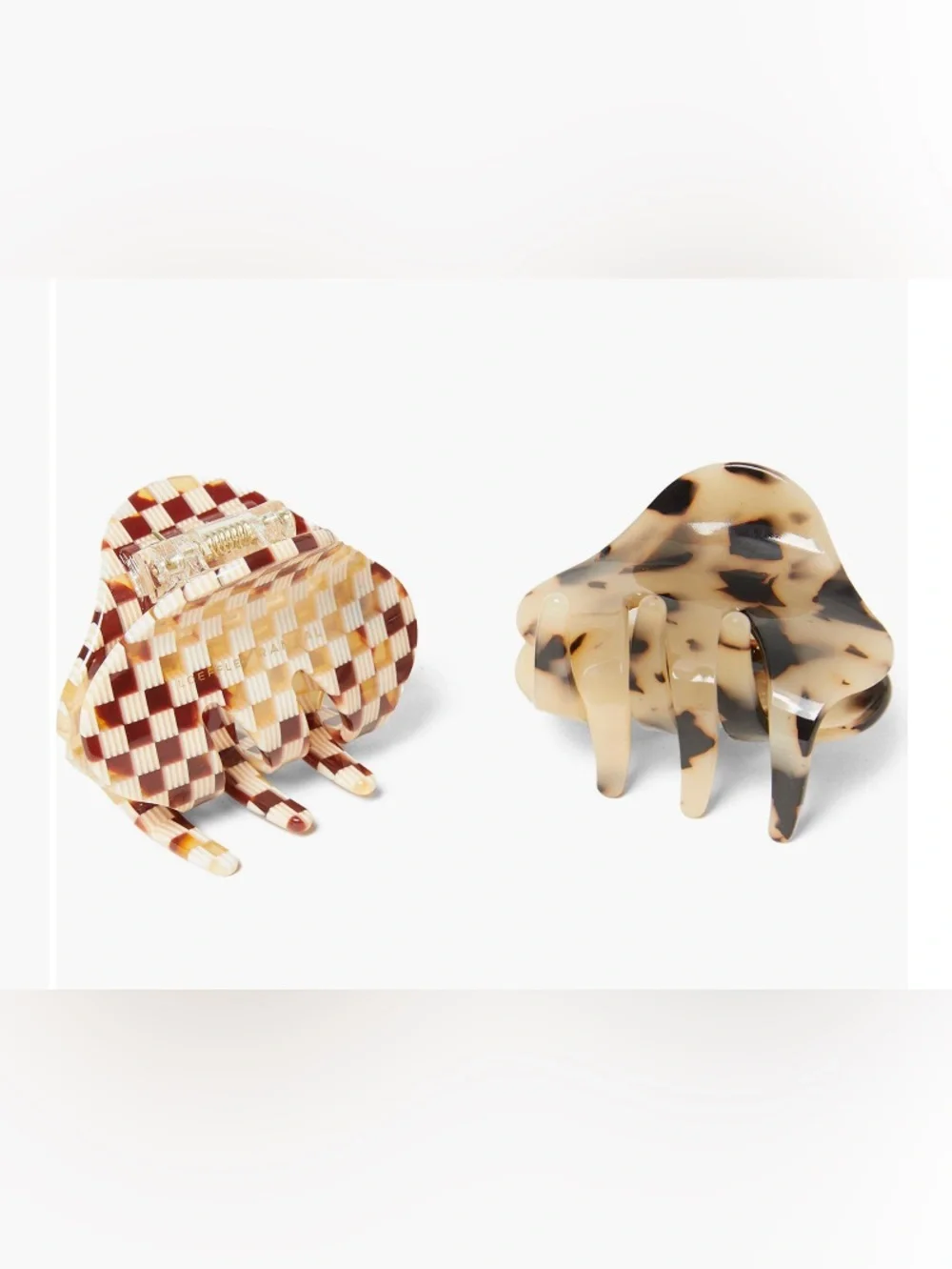 Loeffler Randall Tortoiseshell Pattern Hair Claw Duo, Cream & Brown NWT, 2 piece